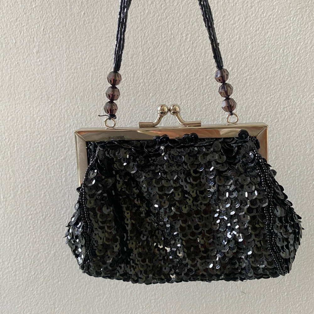 Elegant Black Sequin Clutch Bag purse